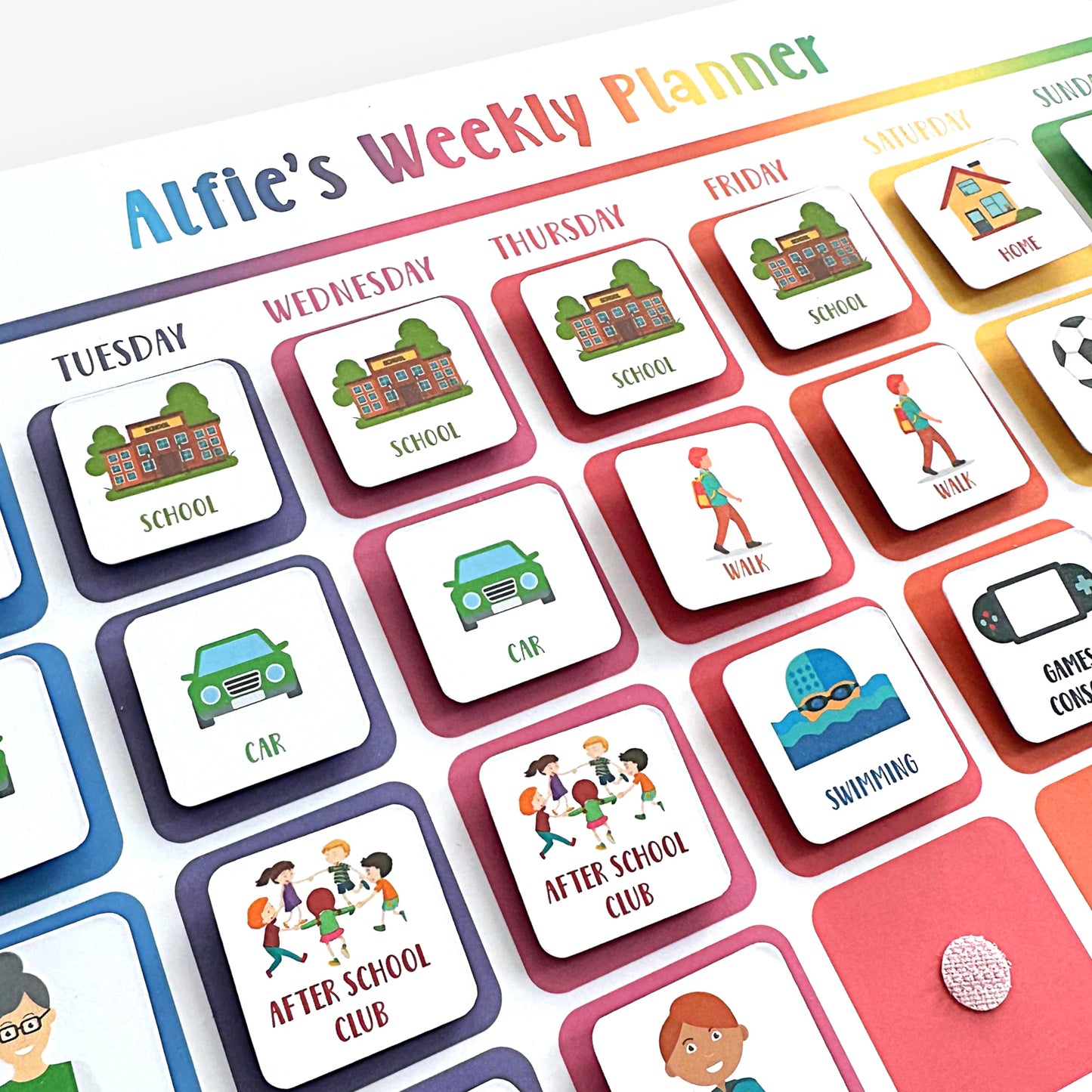 Personalised Children's Weekly Planner with Tokens