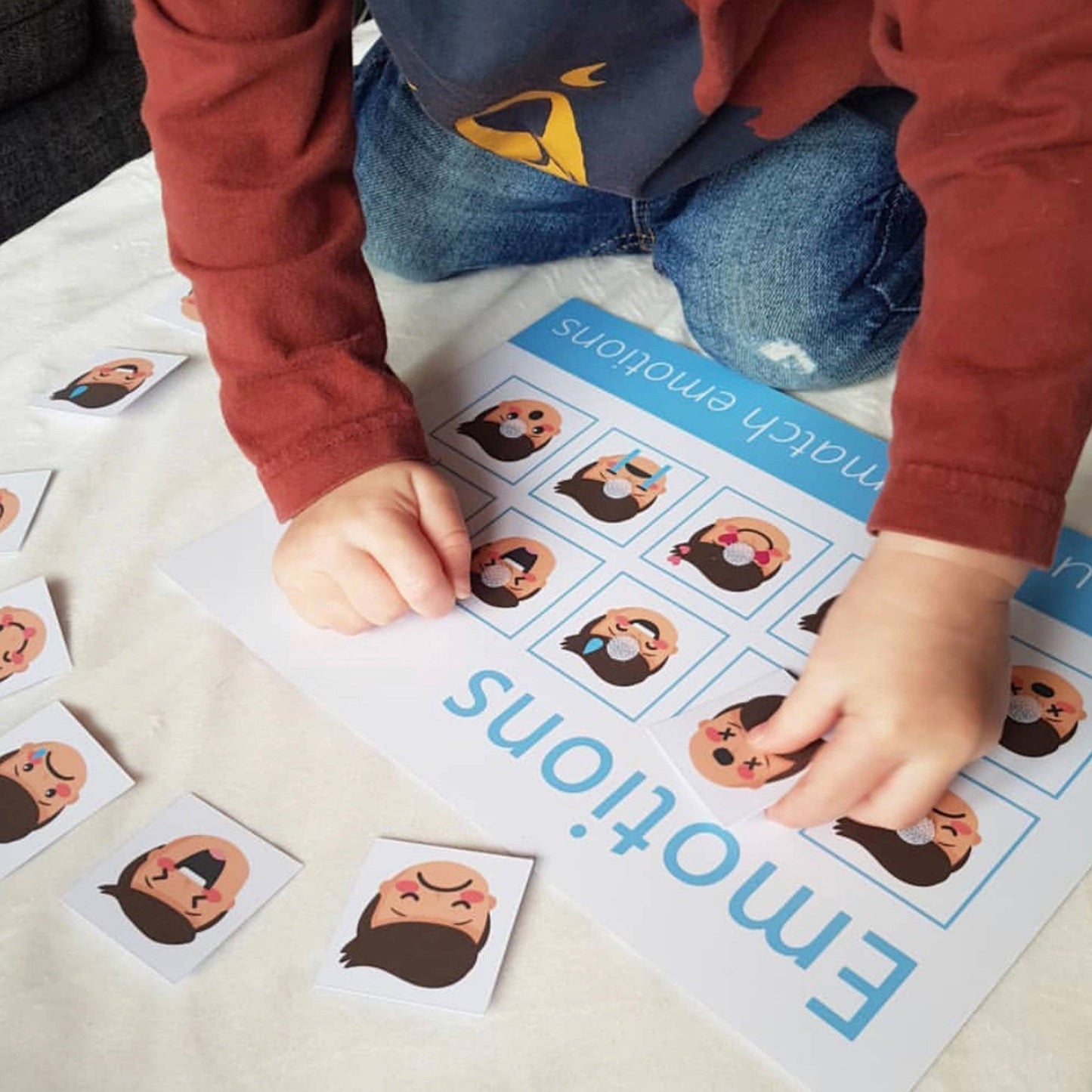 Personalised Emotions & Feelings Learning Mat-Little Boo Learning-emotions,Learning Mat,matching,reading