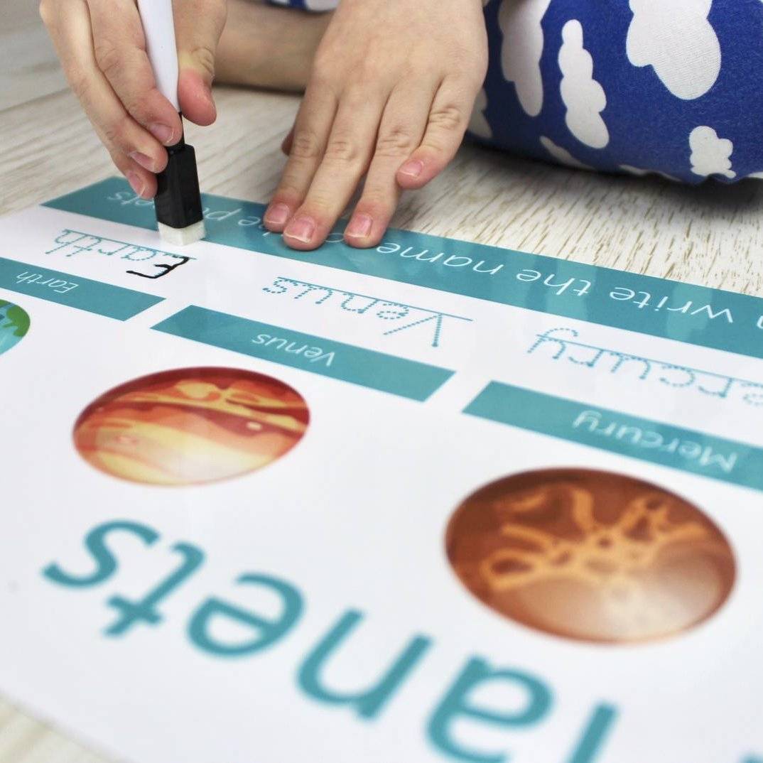 Personalised Planets Learning Mat (WIPE CLEAN) - 3PK-Little Boo Learning-learning,Learning Mat,learning mats,planets,wipe clean