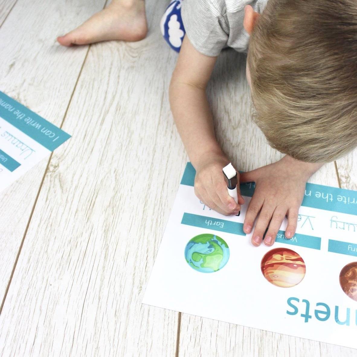 Personalised Planets Learning Mat (WIPE CLEAN) - 3PK-Little Boo Learning-learning,Learning Mat,learning mats,planets,wipe clean