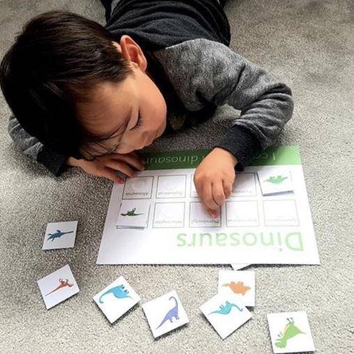 Personalised Dinosaur Learning Mat (Version 2 - Words)-Little Boo Learning-dinosaur,Learning Mat,learning mats