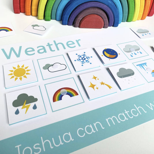 Personalised Weather Learning Mat (Stage 1 - Pictures)-Little Boo Learning-Learning Mat