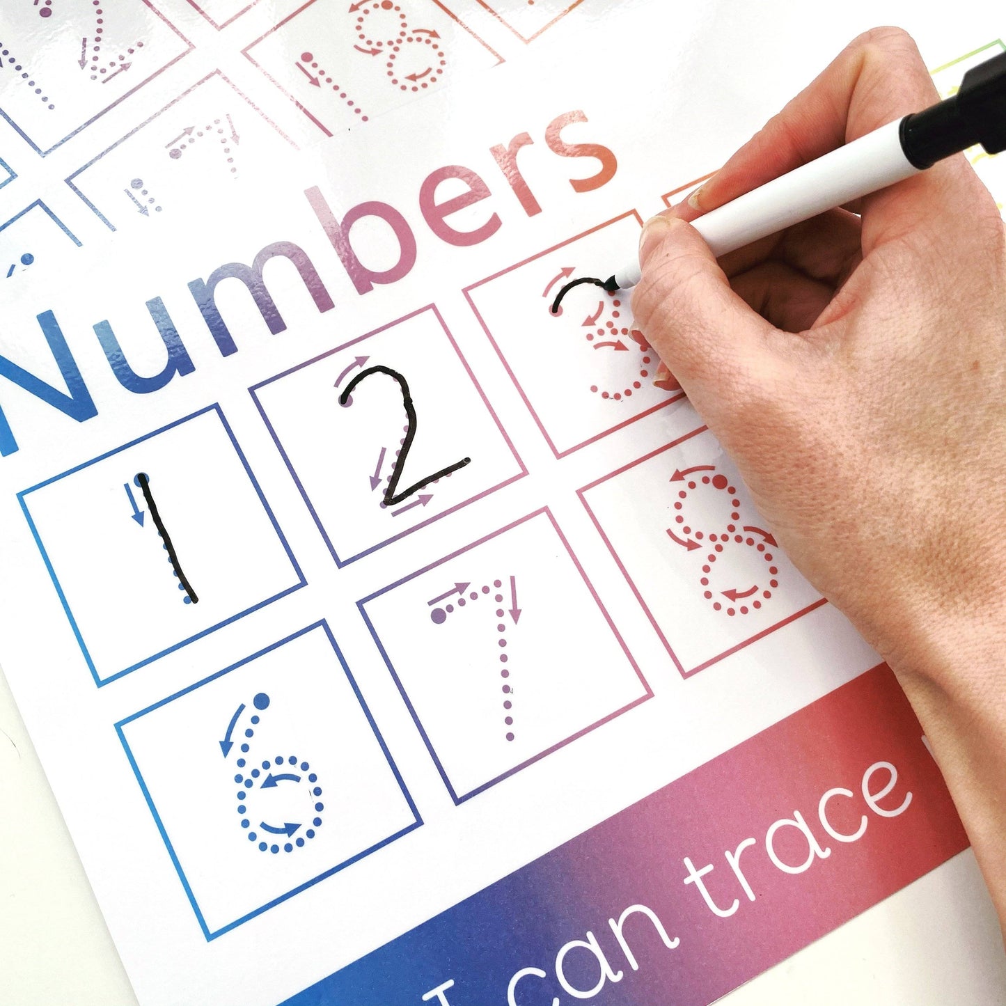 Number 1-10 and 11-20 Tracing Learning Mat with ARROWS | Digital Download-Little Boo Learning-