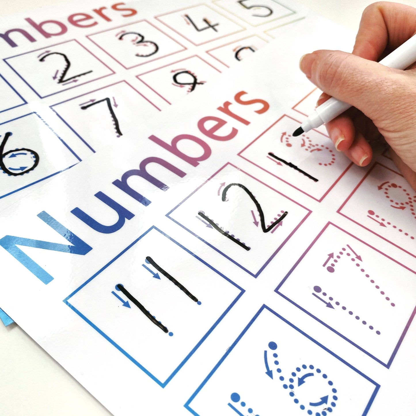 Number 1-10 and 11-20 Tracing Learning Mat with ARROWS | Digital Download-Little Boo Learning-