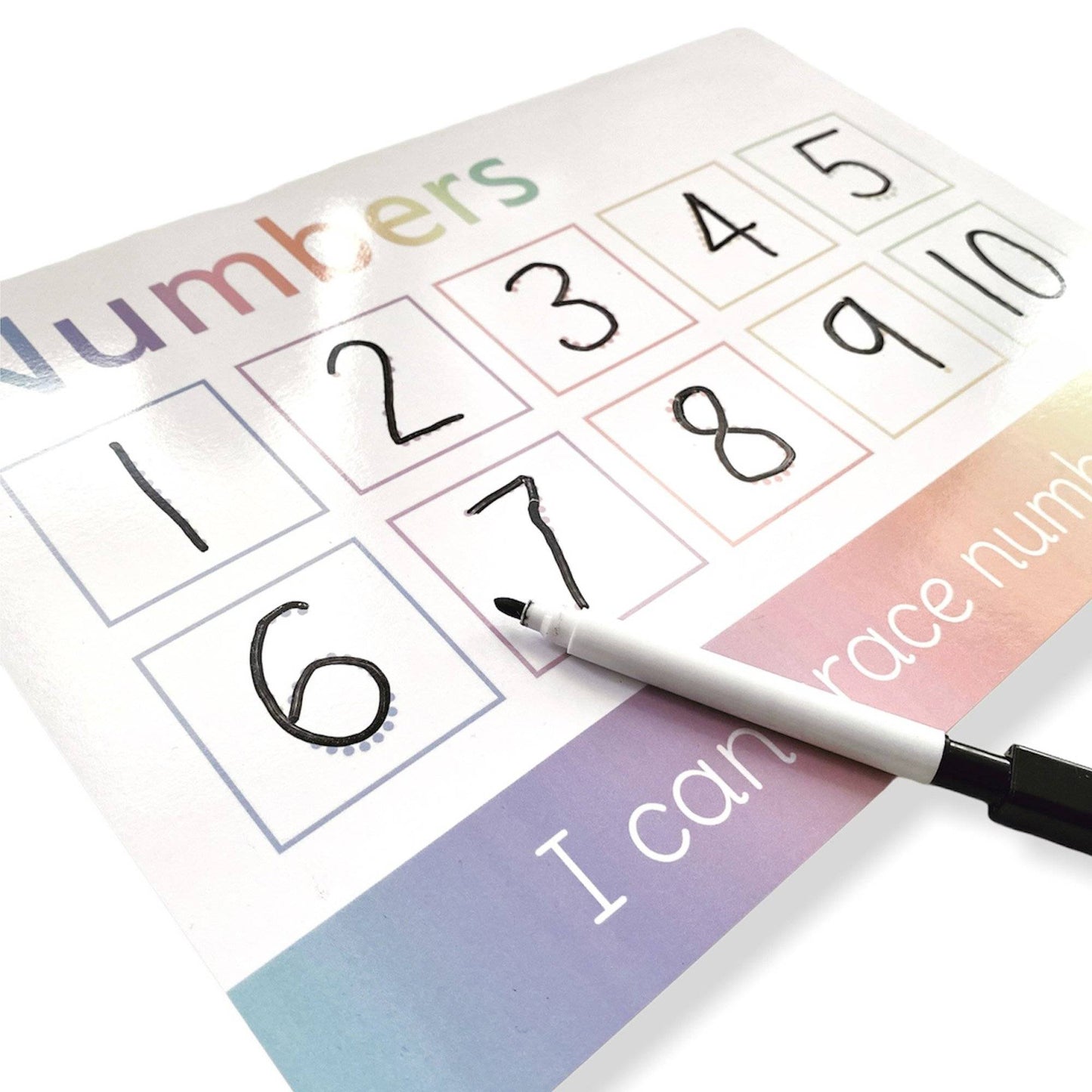 READY-TO-POST Numbers 1-10 Learning Mat (WIPE CLEAN)-Little Boo Learning-