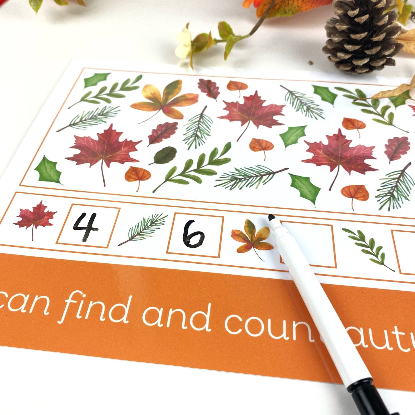 2 Pack Autumn Leaves Scavenger Hunt Mat & Find and Count Learning Mat-Little Boo Learning-normal