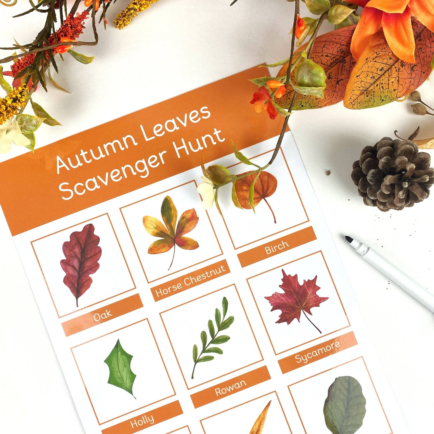 2 Pack Autumn Leaves Scavenger Hunt Mat & Find and Count Learning Mat-Little Boo Learning-normal