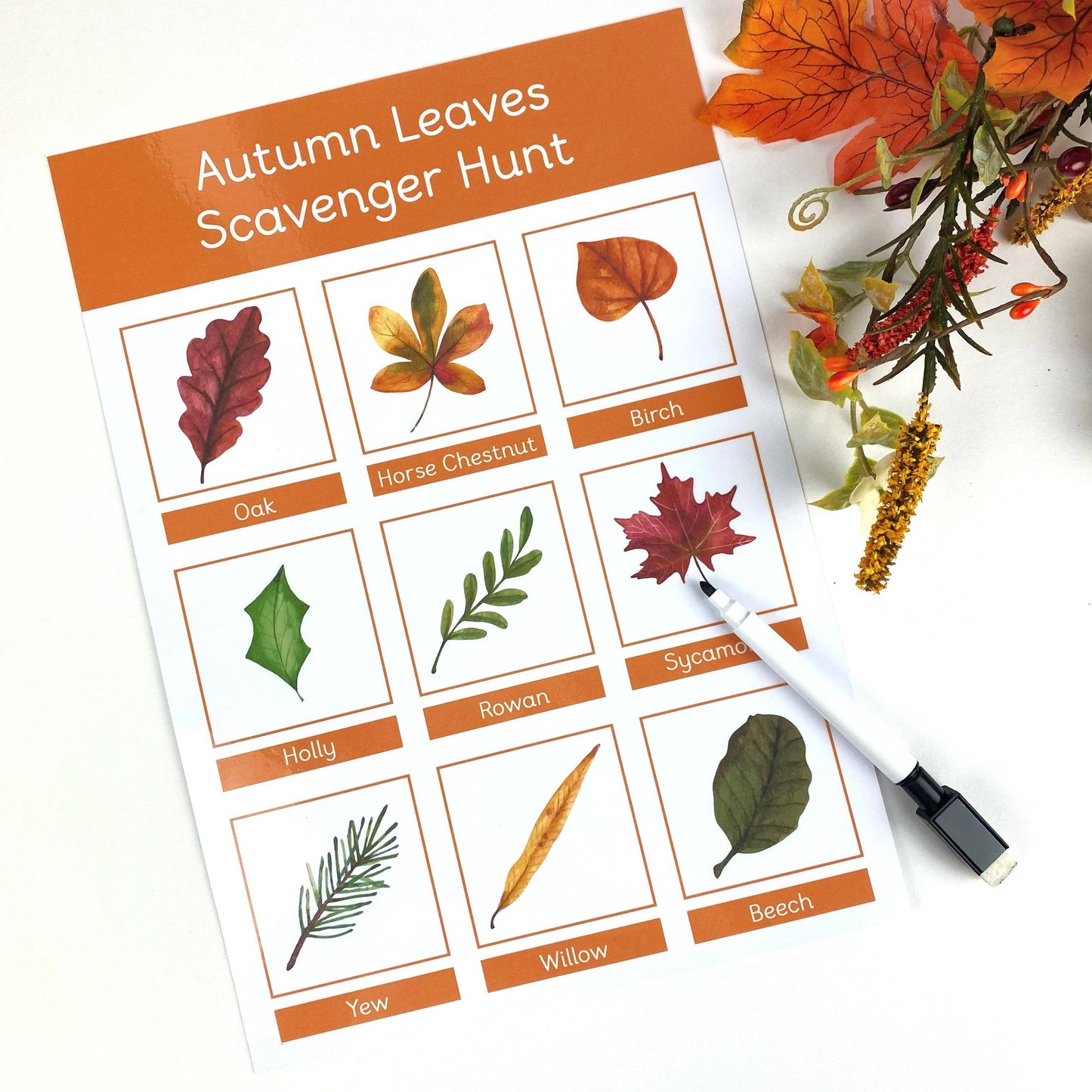 2 Pack Autumn Leaves Scavenger Hunt Mat & Find and Count Learning Mat-Little Boo Learning-normal