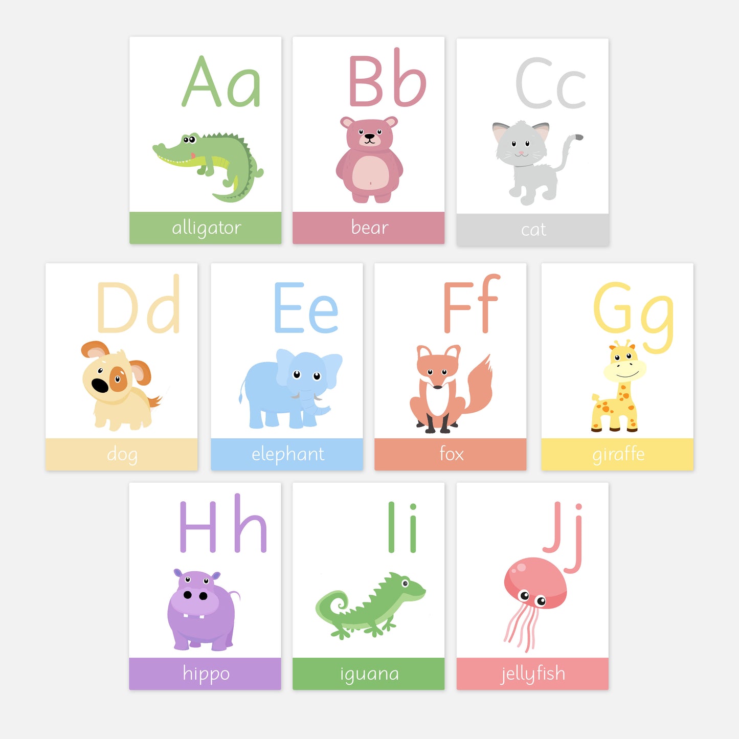 Animal Alphabet Toddler Flashcards-Little Boo Learning-A-Z,A6,ABC,Alphabet,Animals,educational,Flashcards,Little Boo Learning,normal,toddler