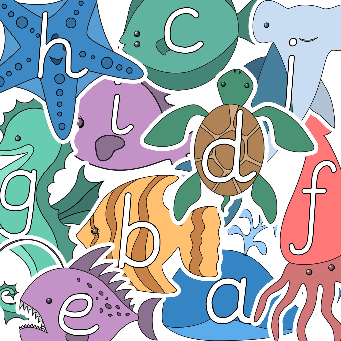 Ocean Animal Alphabet Cards | Digital Download