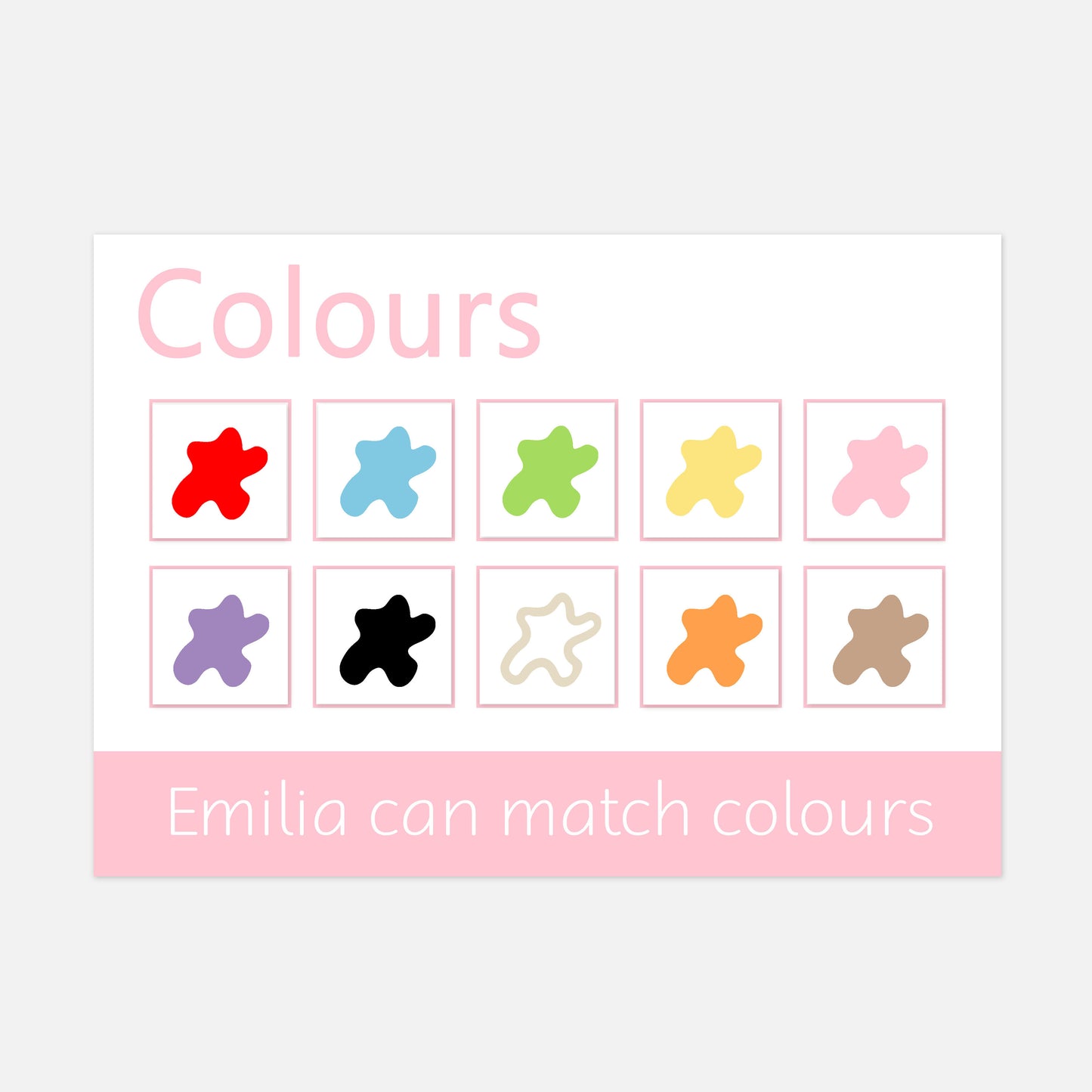 Personalised Colours Learning Mat (Stage 1 - Pictures)-Little Boo Learning-Learning Mat