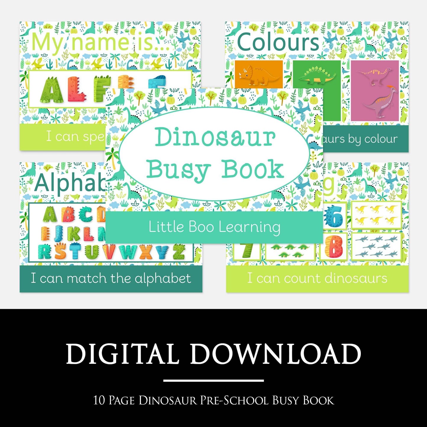 Dinosaur Pre-School Busy Book | Digital Download-Little Boo Learning-