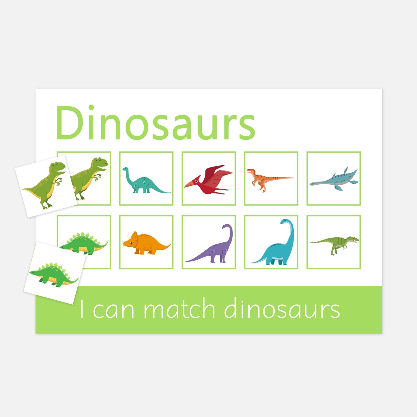 Personalised Dinosaur Learning Mat (Version 1 - Pictures)-Little Boo Learning-dinosaur,Learning Mat,learning mats