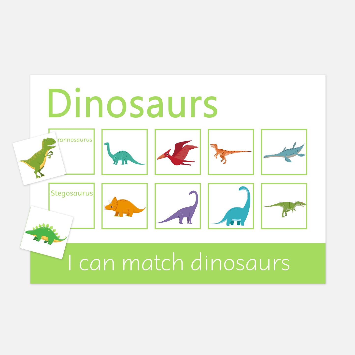 Personalised Dinosaur Learning Mat (Version 2 - Words)-Little Boo Learning-dinosaur,Learning Mat,learning mats