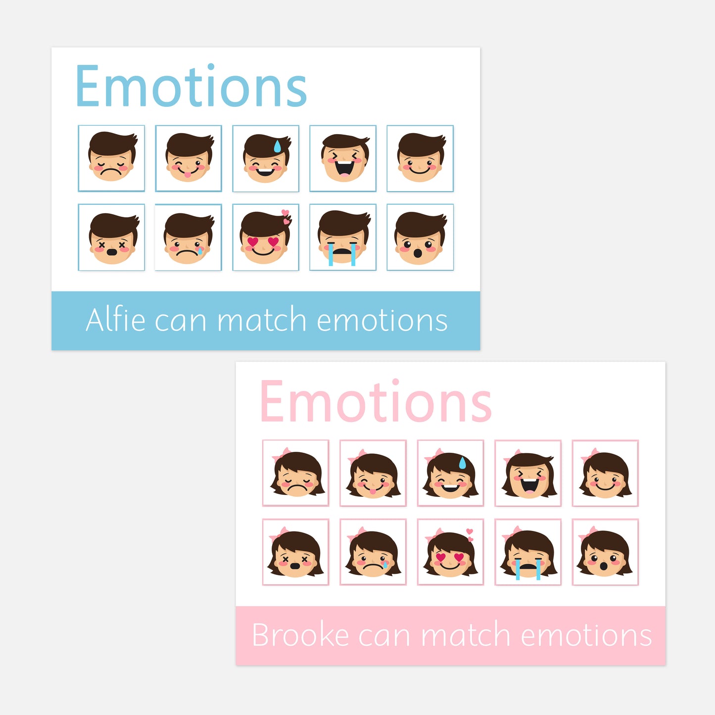 Personalised Emotions & Feelings Learning Mat-Little Boo Learning-emotions,Learning Mat,matching,reading