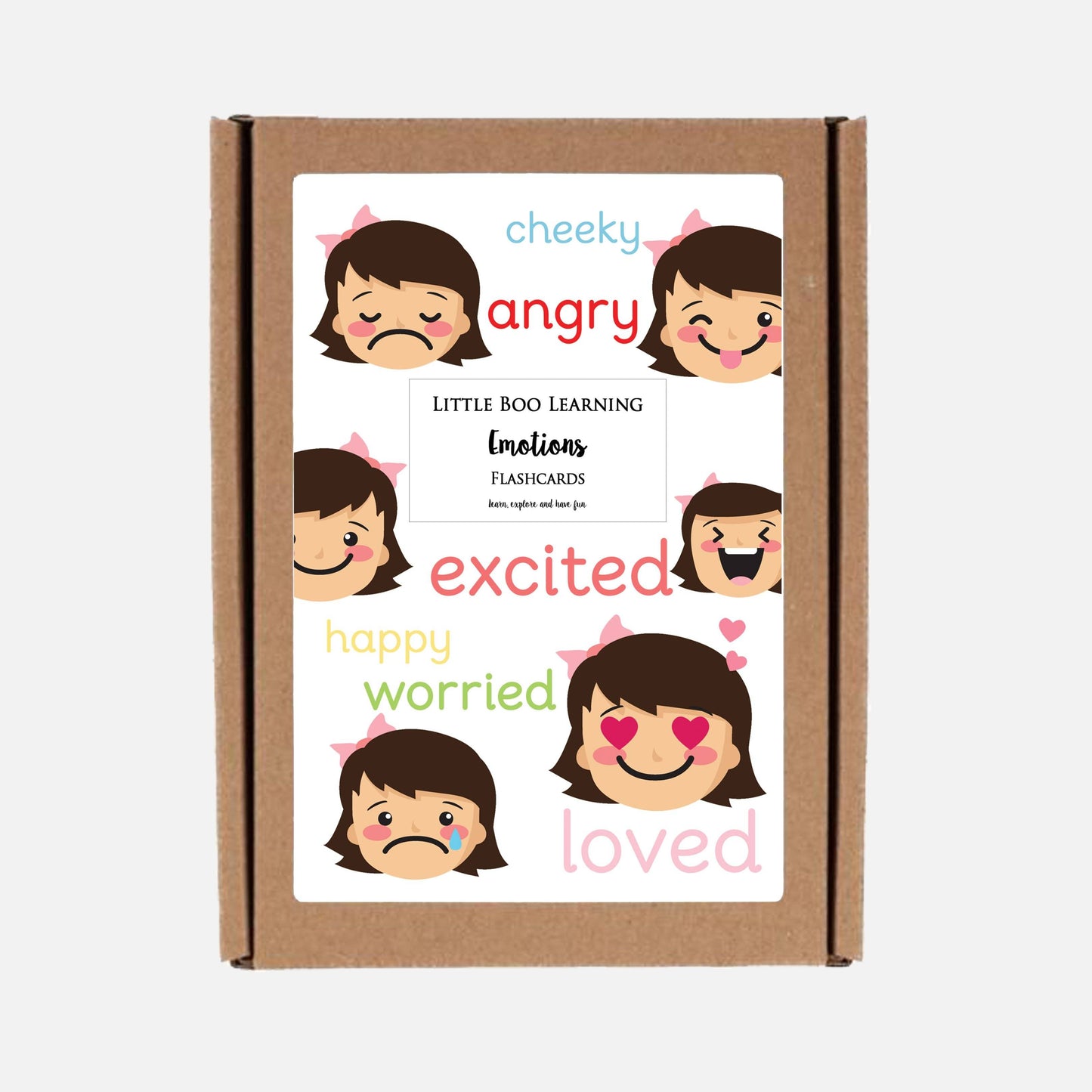 Girl Emotions Flashcards-Little Boo Learning-emotions,feelings,Flashcards