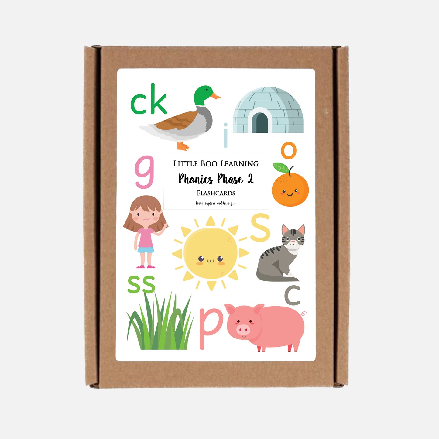 Phonics Phase 2 Pre-School / Reception Flashcards-Little Boo Learning-A6,educational,Flashcards,letters and sounds,Little Boo Learning,phase 2 phonics,phonics,toddler