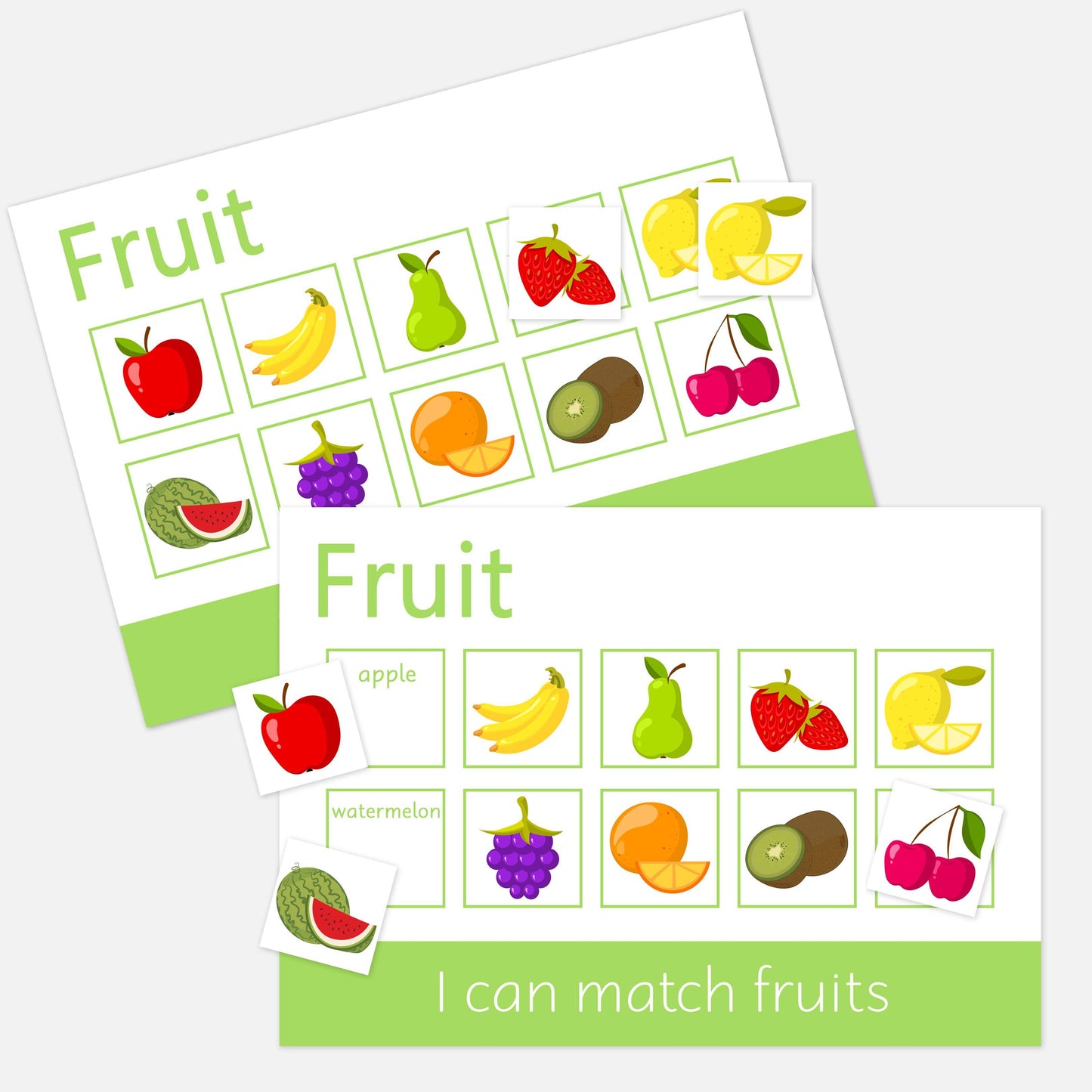 Personalised Fruit Learning Mats (2 Pack)-Little Boo Learning-Fruit,Fruit & Veg,Learning Mat,learning mats