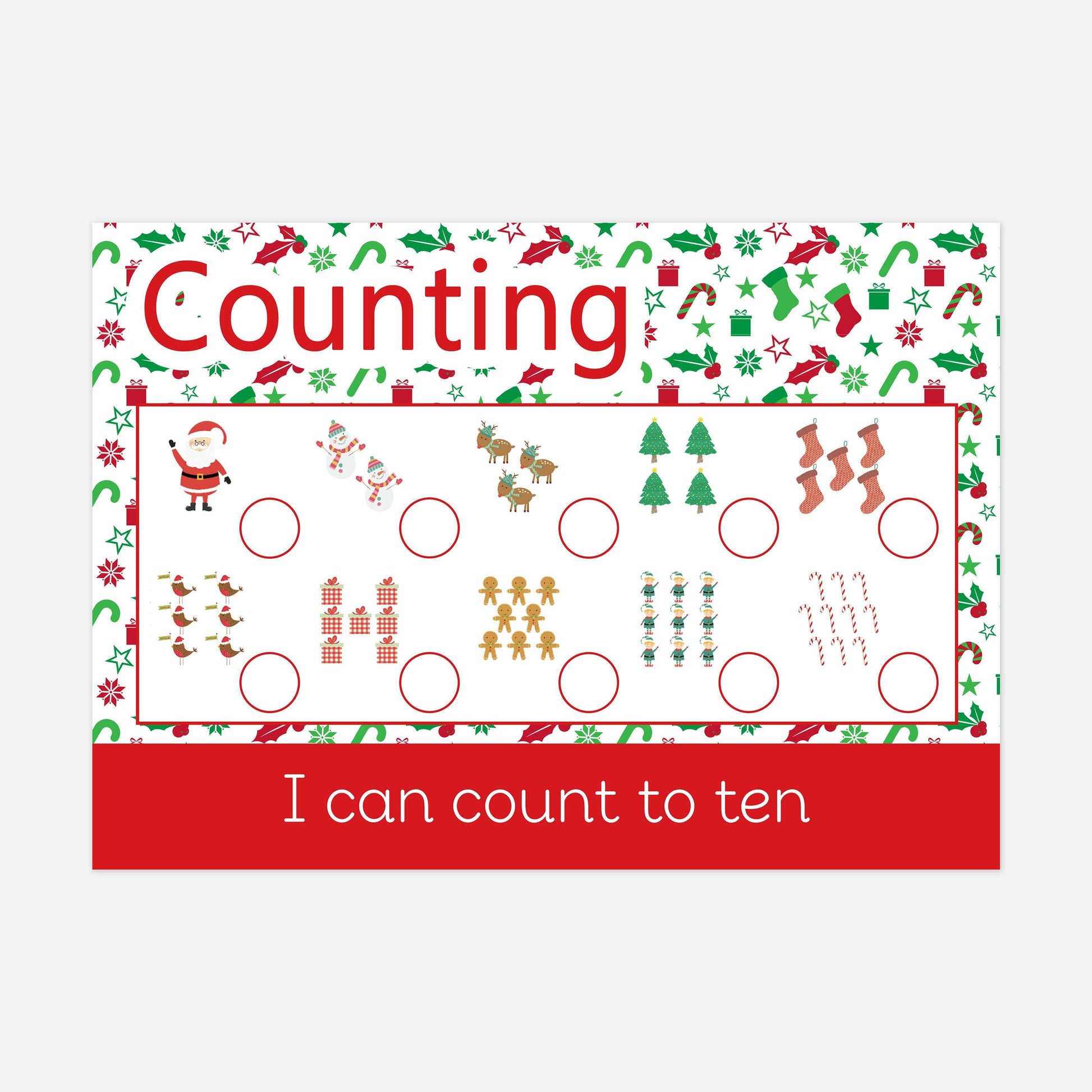 READY-TO-POST Wipe Clean Christmas Counting Learning Mat - Christmas Edition-Little Boo Learning-christmas