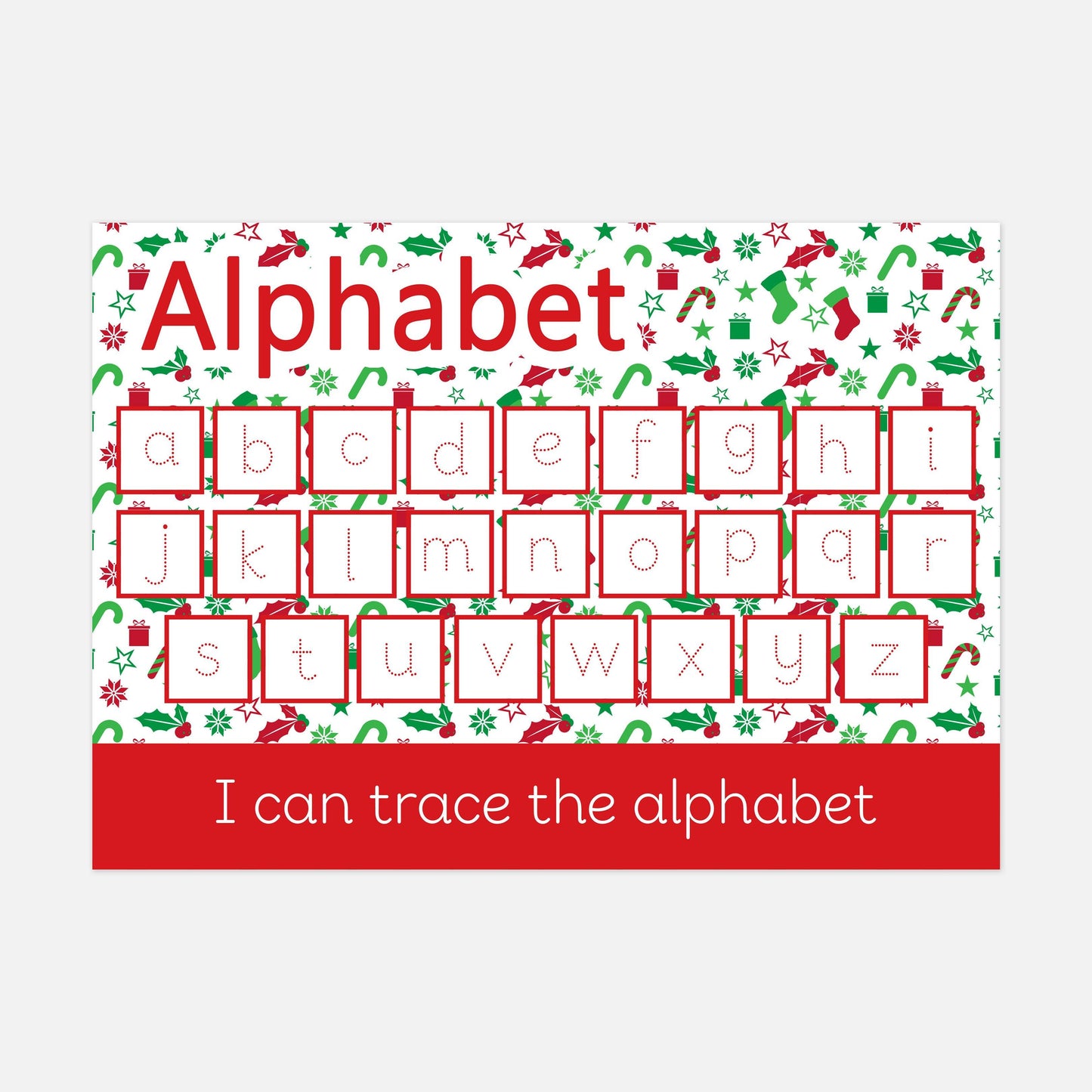 READY-TO-POST Wipe Clean Alphabet Learning Mat - Christmas Edition-Little Boo Learning-christmas