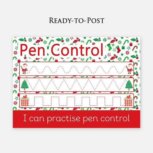 READY-TO-POST Wipe Clean Pen Control Learning Mat - Christmas Edition-Little Boo Learning-christmas