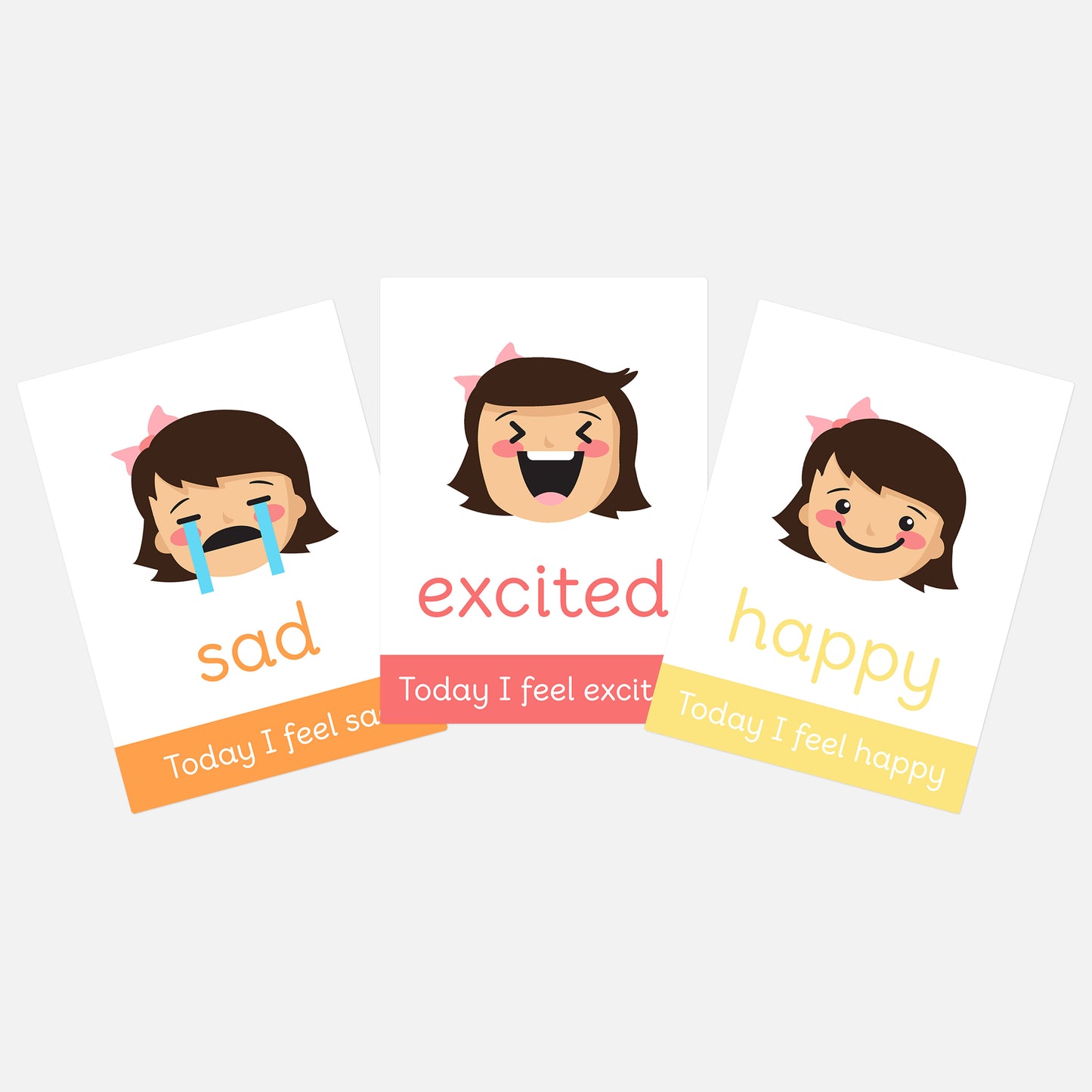 Girl Emotions Flashcards-Little Boo Learning-emotions,feelings,Flashcards