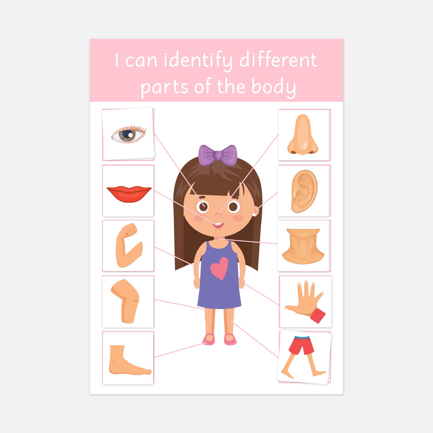 Personalised 'My Body' Matching Learning Mat (Version 1 - Pictures)-Little Boo Learning-body,body parts,Learning Mat,learning mats,my body