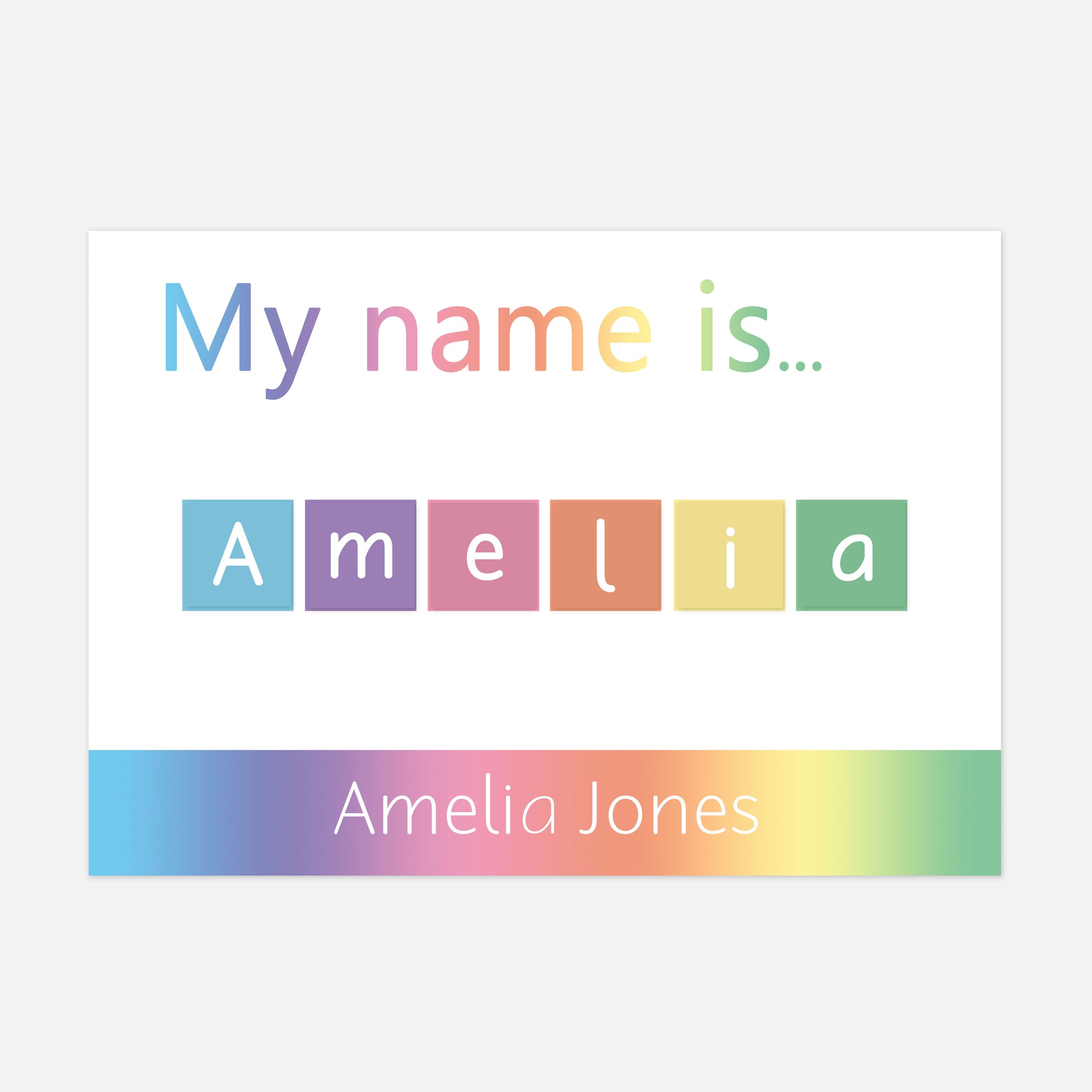 Personalised 'My Name is...' Spelling Mat (Rainbow)-Little Boo Learning-Learning Mat,spelling