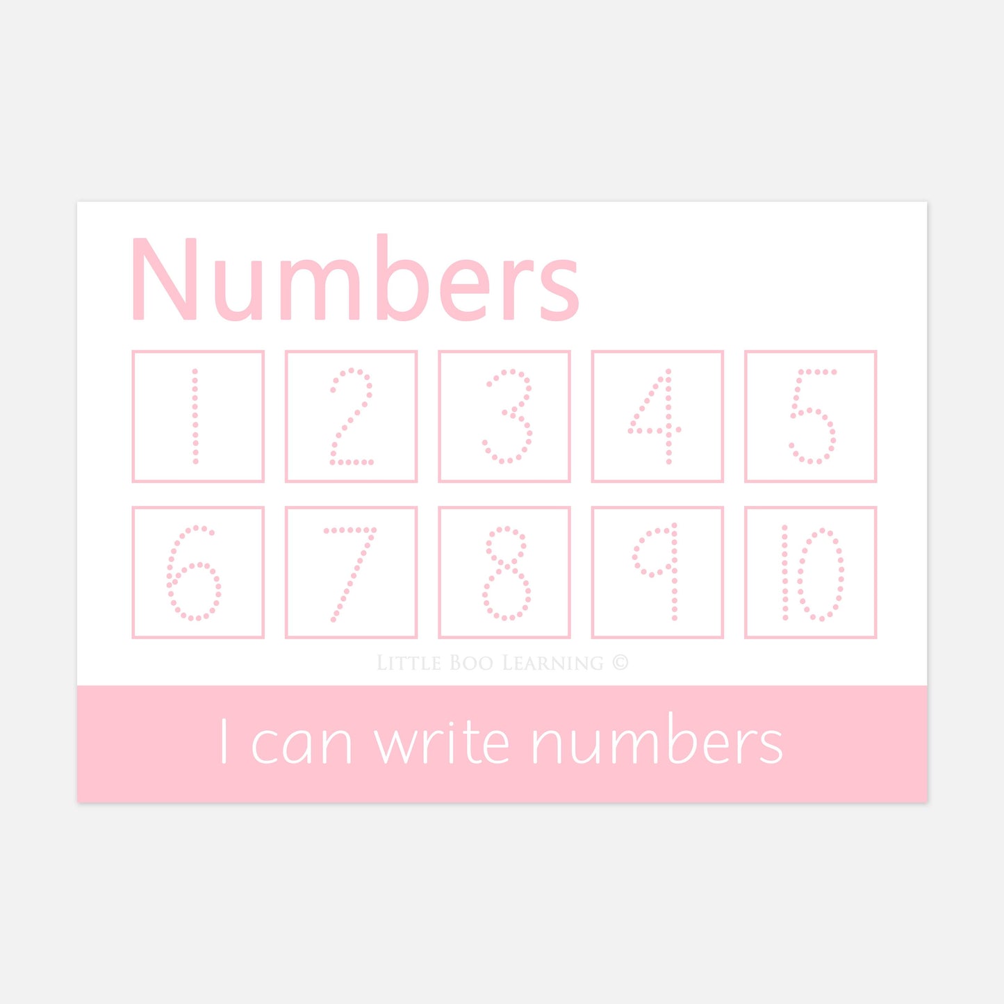 Personalised Numbers 1-10 Learning Mat (WIPE CLEAN)-Little Boo Learning-Learning Mat,learning mats,name mat,spelling,spelling mat,wipe clean
