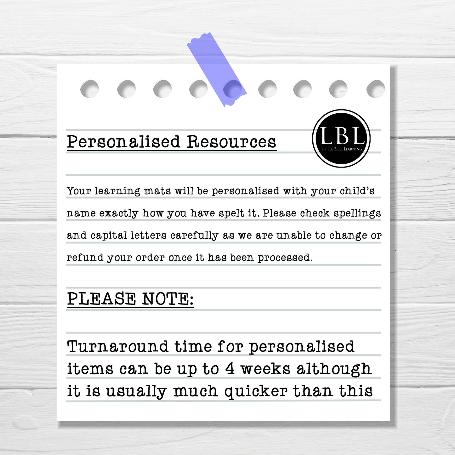 Personalised Winter Learning Mat