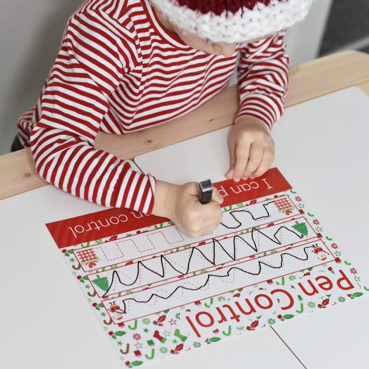 READY-TO-POST Wipe Clean Pen Control Learning Mat - Christmas Edition-Little Boo Learning-christmas