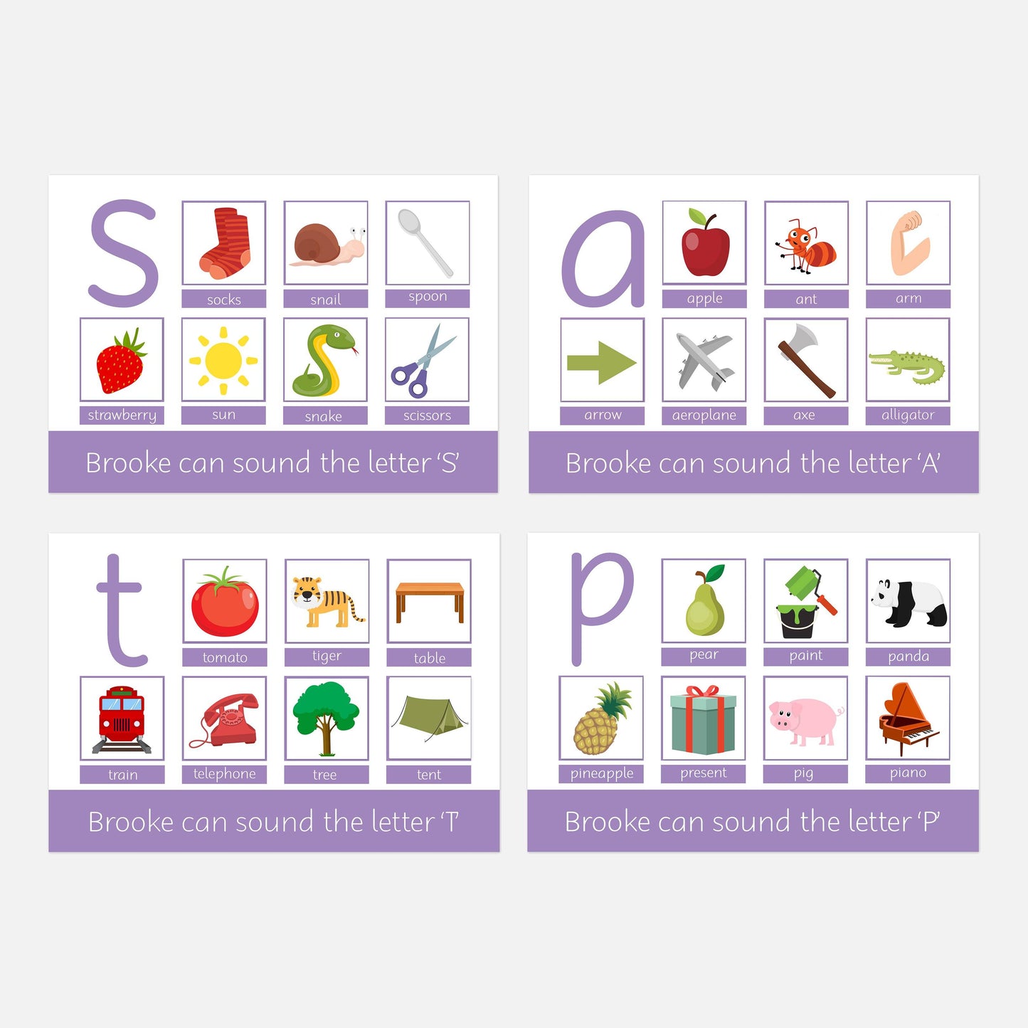 Phonics 'Phase 2 Set 1' Learning Mat Set (4 Mats)-Little Boo Learning-Alphabet,Learning Mat,learning mats,phonics,reading