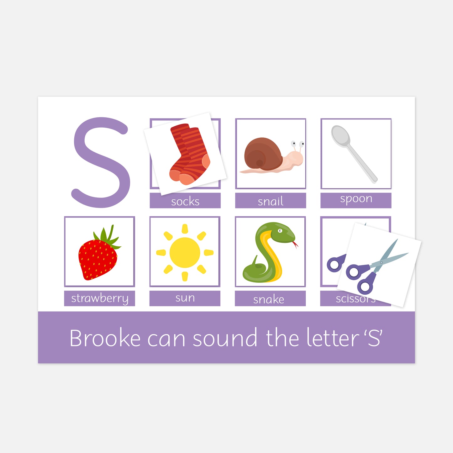 Phonics 'Phase 2 Set 1' Learning Mat - Letter S-Little Boo Learning-Alphabet,Learning Mat,learning mats,phonics,reading