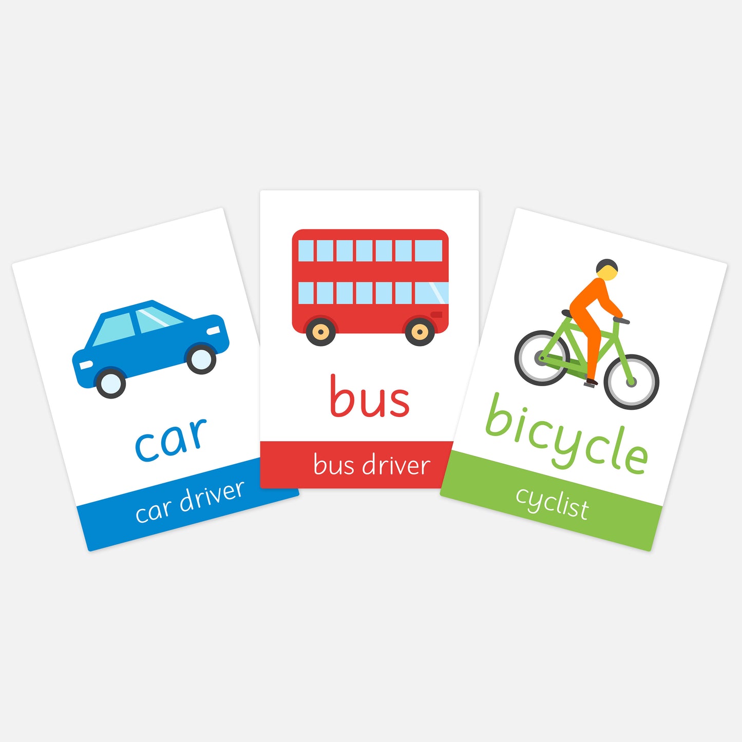 Transport Flashcards-Little Boo Learning-A6,black,blue,Colours,Flashcards,green,pink,purple,red,white,yellow