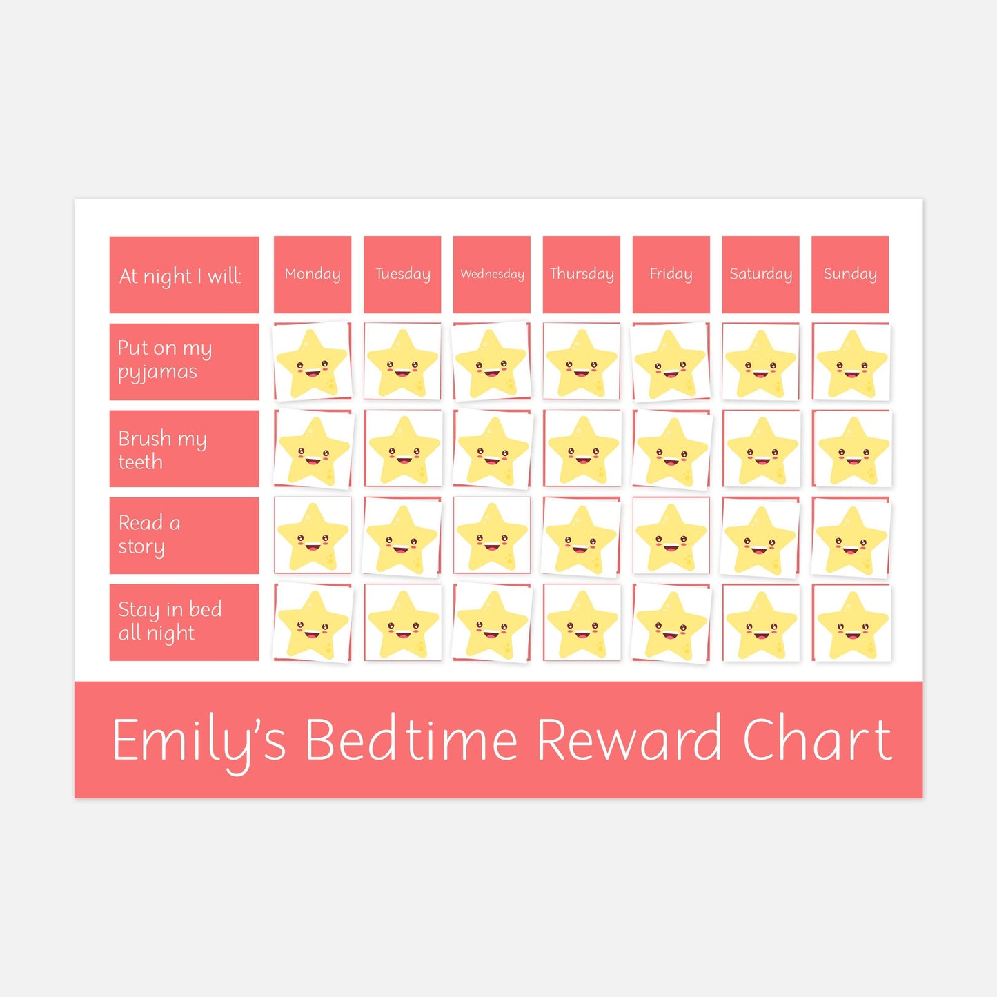 Personalised Bedtime Reward Chart-Little Boo Learning-Learning Mat