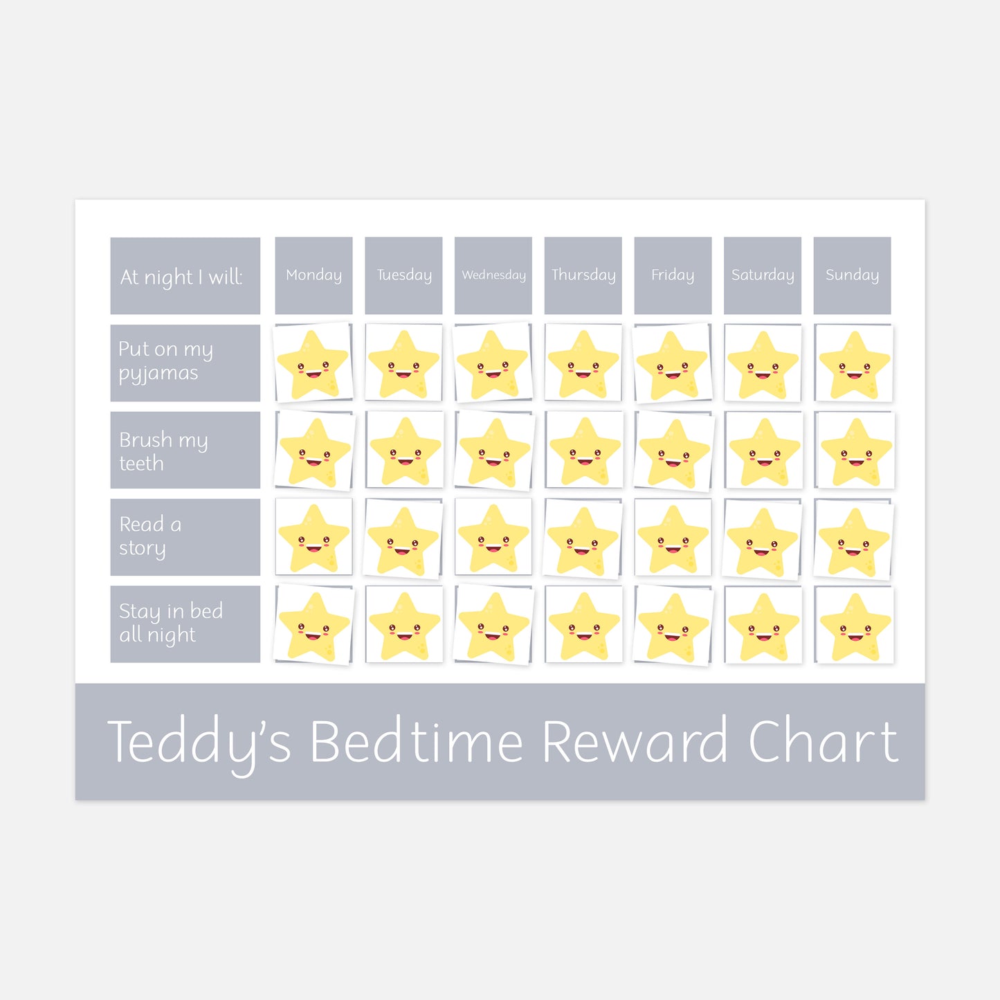 Personalised Bedtime Reward Chart-Little Boo Learning-Learning Mat