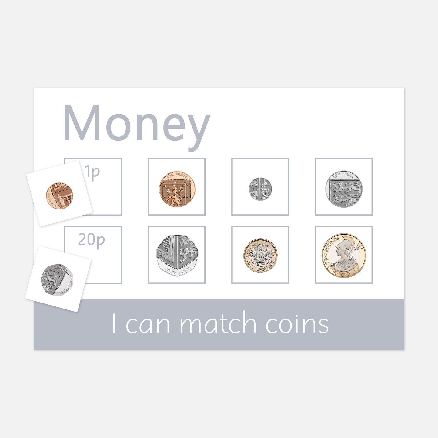 Personalised Coins Learning Mat (Version 2 - Denominations)-Little Boo Learning-Learning Mat,learning mats,money