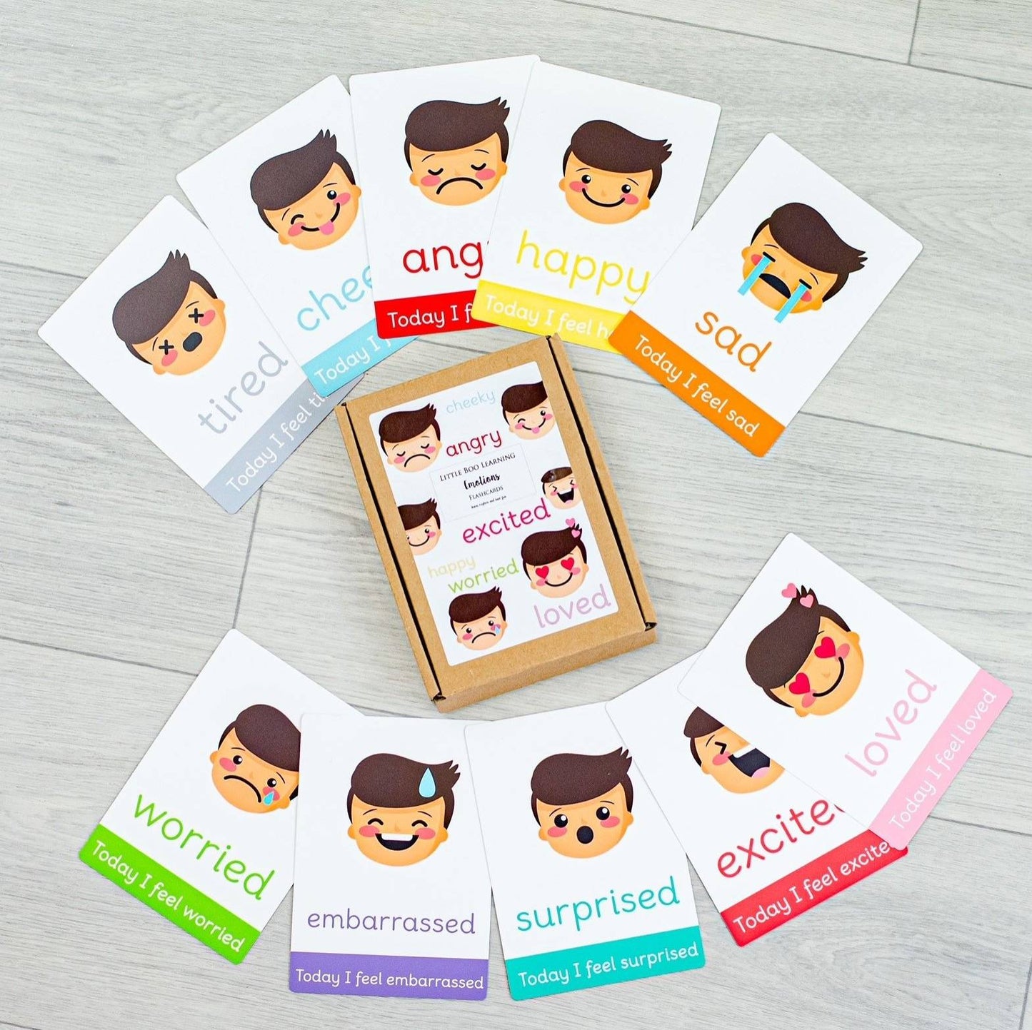 Boy Emotions Flashcards-Little Boo Learning-emotions,feelings,Flashcards,normal