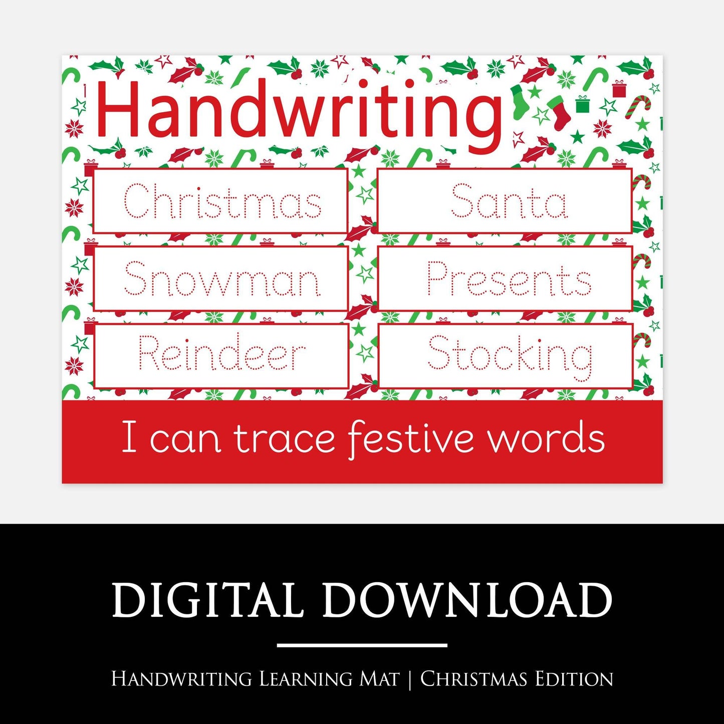 Christmas Handwriting Learning Mat | Digital Download-Little Boo Learning-Christmas,normal