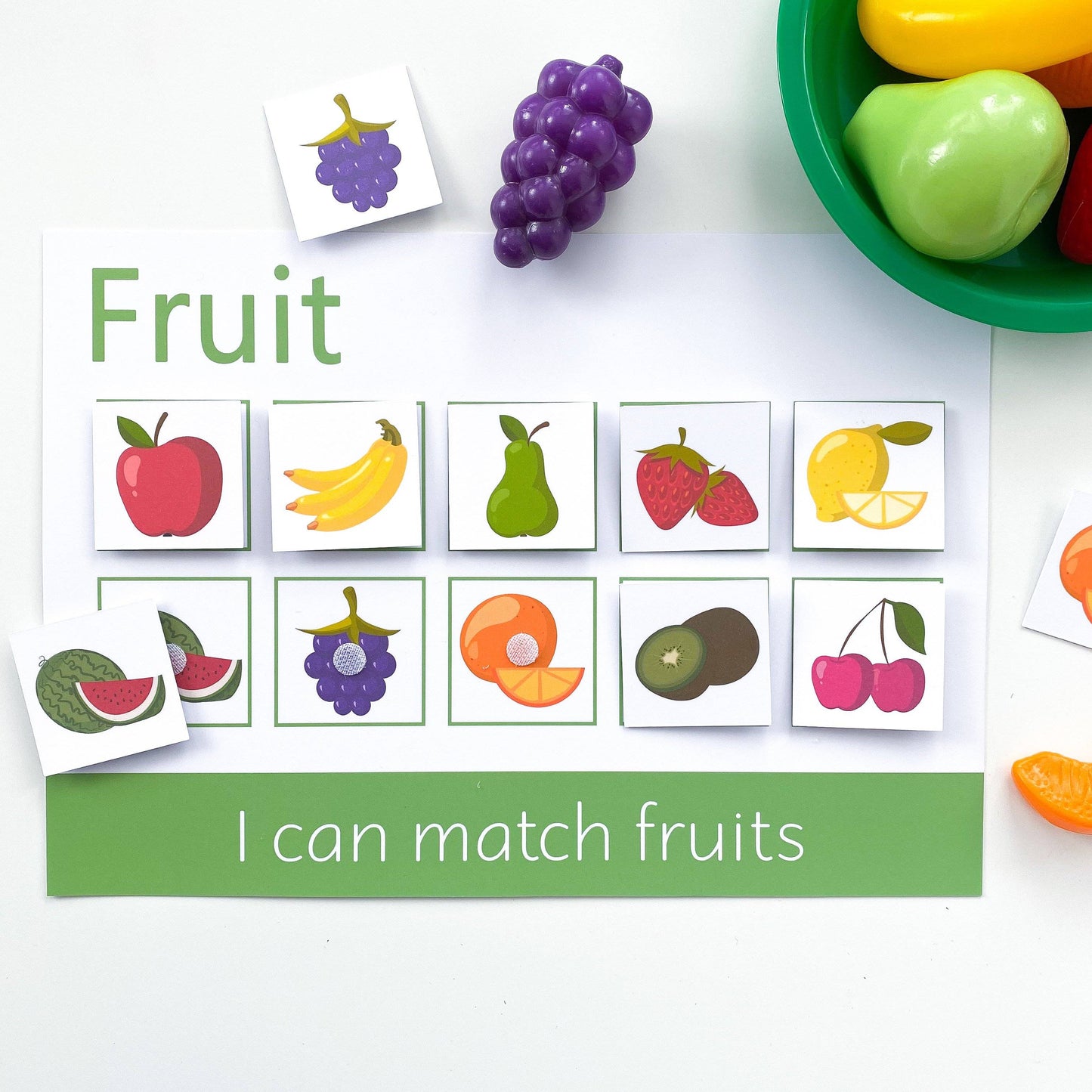 Personalised Fruit Learning Mat (Version 1 - Pictures)-Little Boo Learning-Fruit,Fruit & Veg,Learning Mat,learning mats