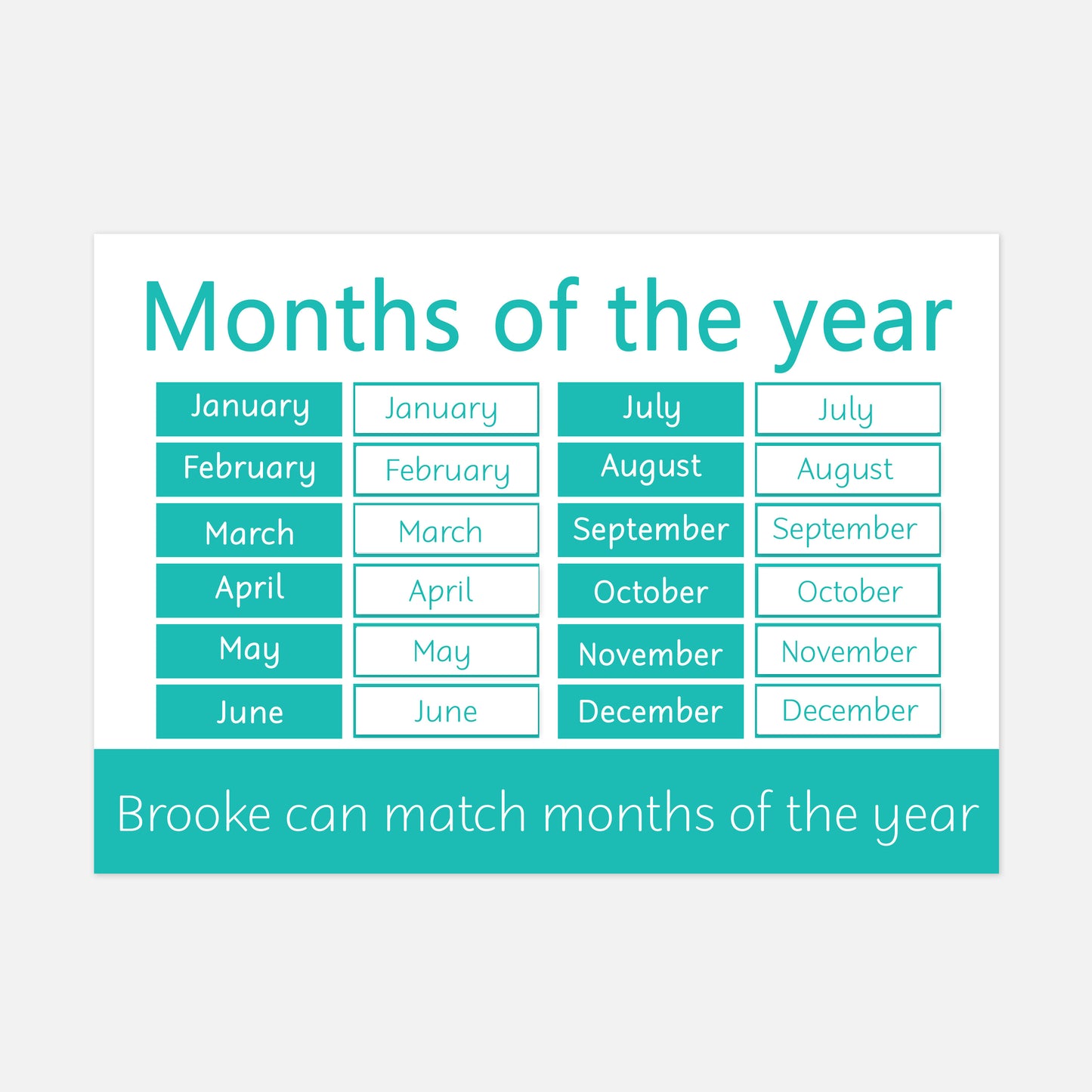 Personalised Months of the year Learning Mat-Little Boo Learning-Learning Mat