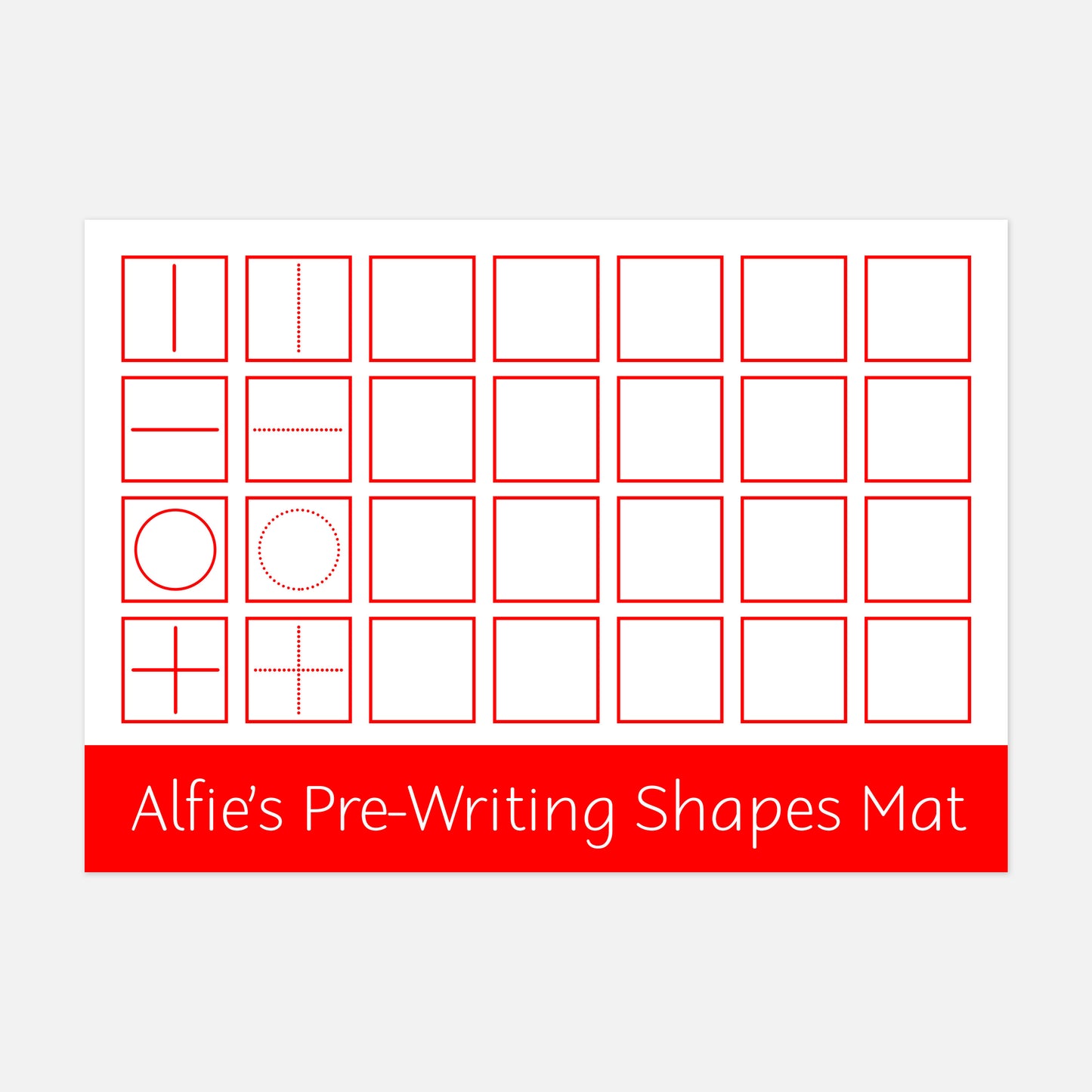 Personalised Pre-Writing Shapes Learning Mat - Version 1 (Suitable for 2-4 years)-Little Boo Learning-Learning Mat,pre-writing,shapes,wipe clean