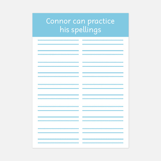 Spelling Practice Mat (WIPE CLEAN) - 10 Lines-Little Boo Learning-learning,Learning Mat,learning mats,Little Boo Learning,personalised,spelling,spellings