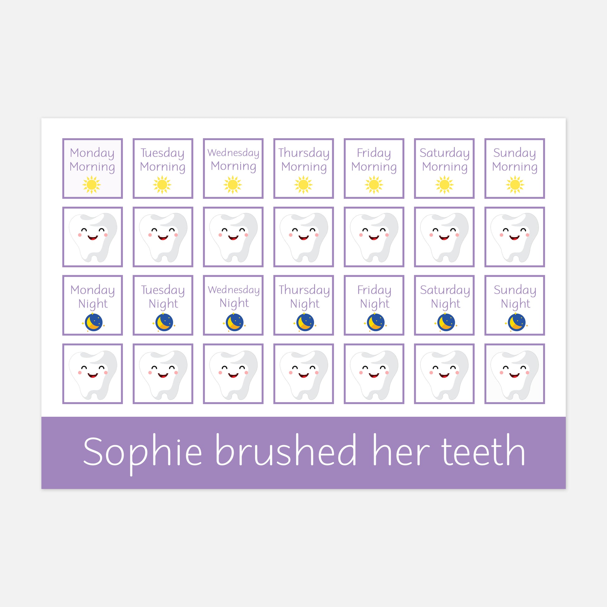 Personalised Tooth Brushing Reward Chart-Little Boo Learning-Learning Mat