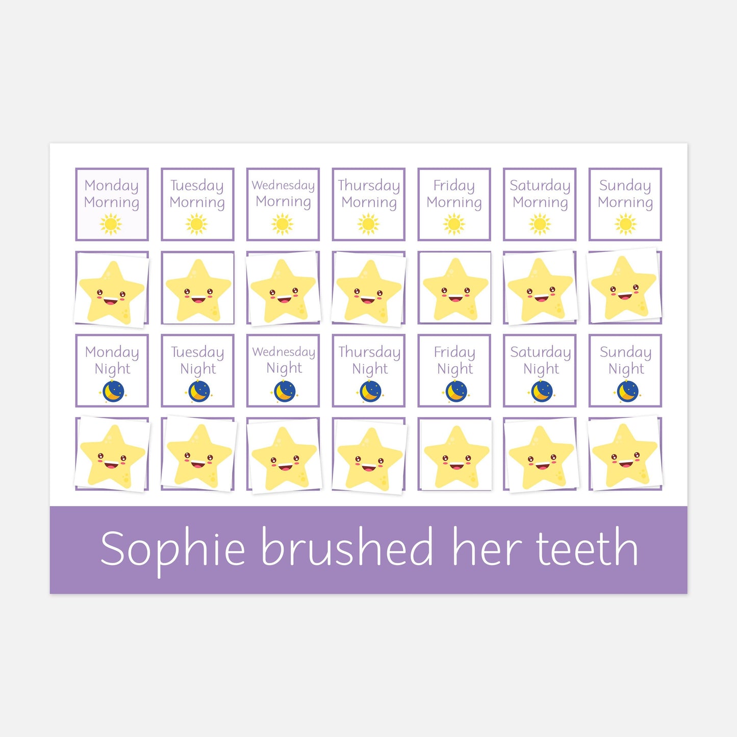 Personalised Tooth Brushing Reward Chart-Little Boo Learning-Learning Mat