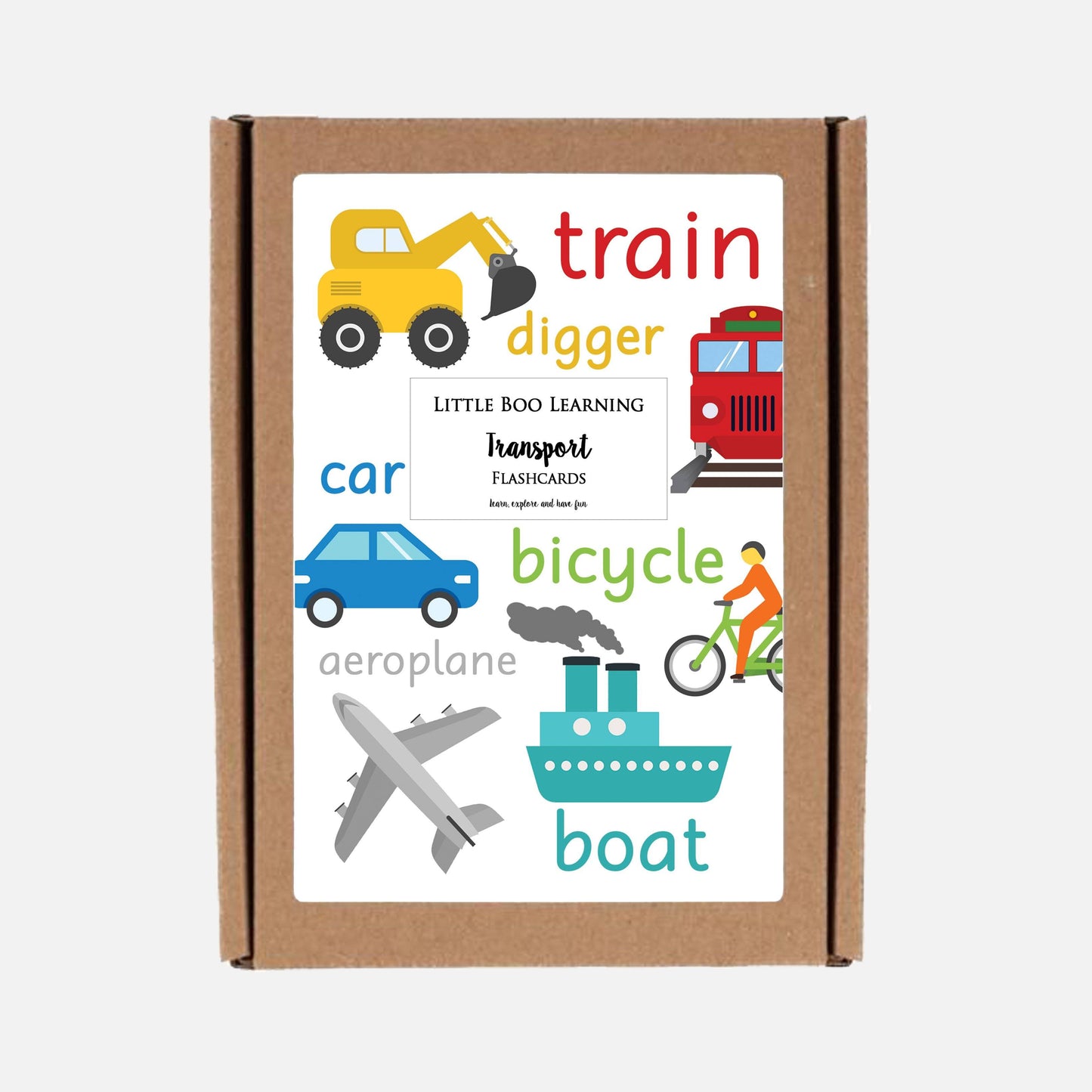 Transport Flashcards-Little Boo Learning-A6,black,blue,Colours,Flashcards,green,pink,purple,red,white,yellow