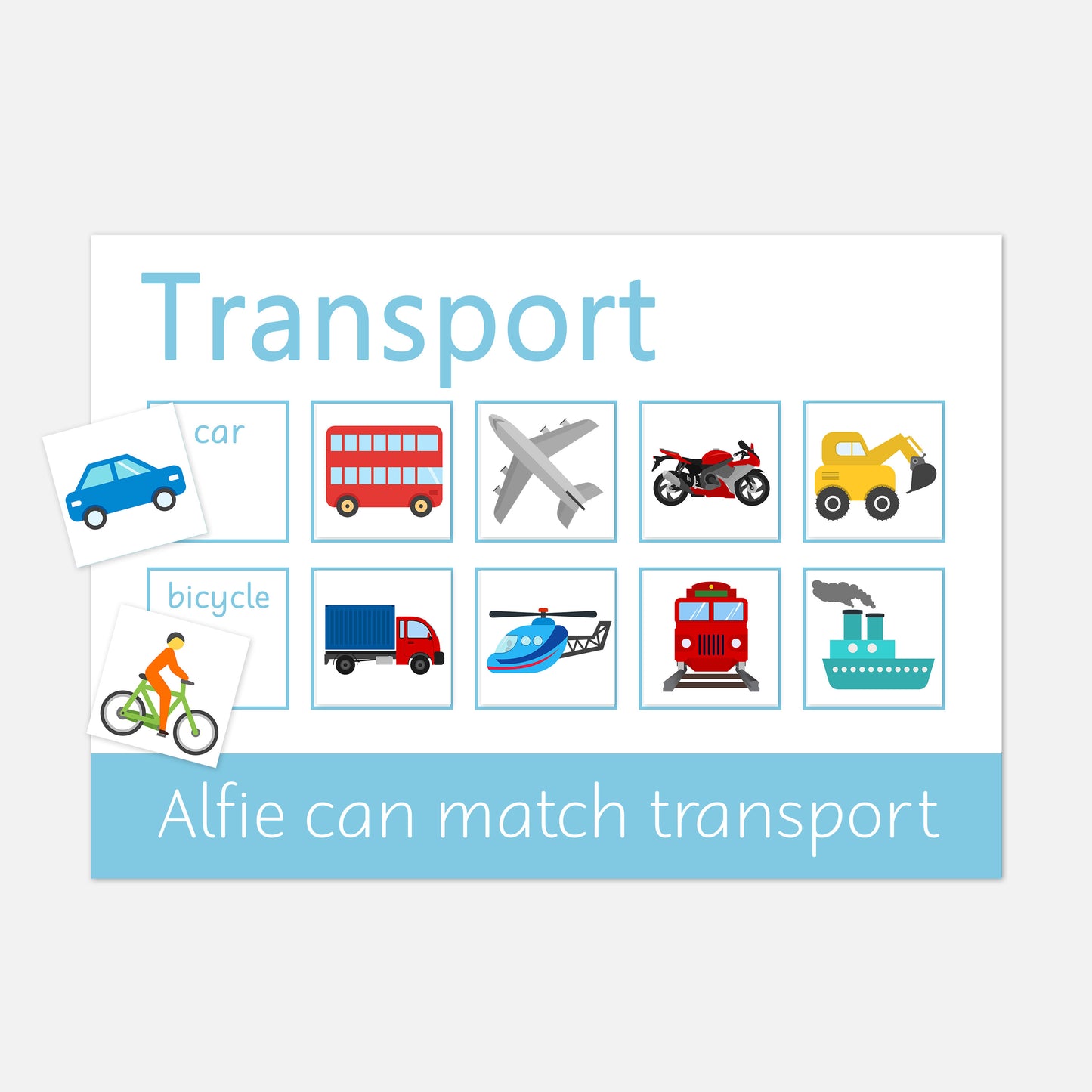 Personalised Transport Learning Mat-Little Boo Learning-holiday,learning,Learning Mat,toddler
