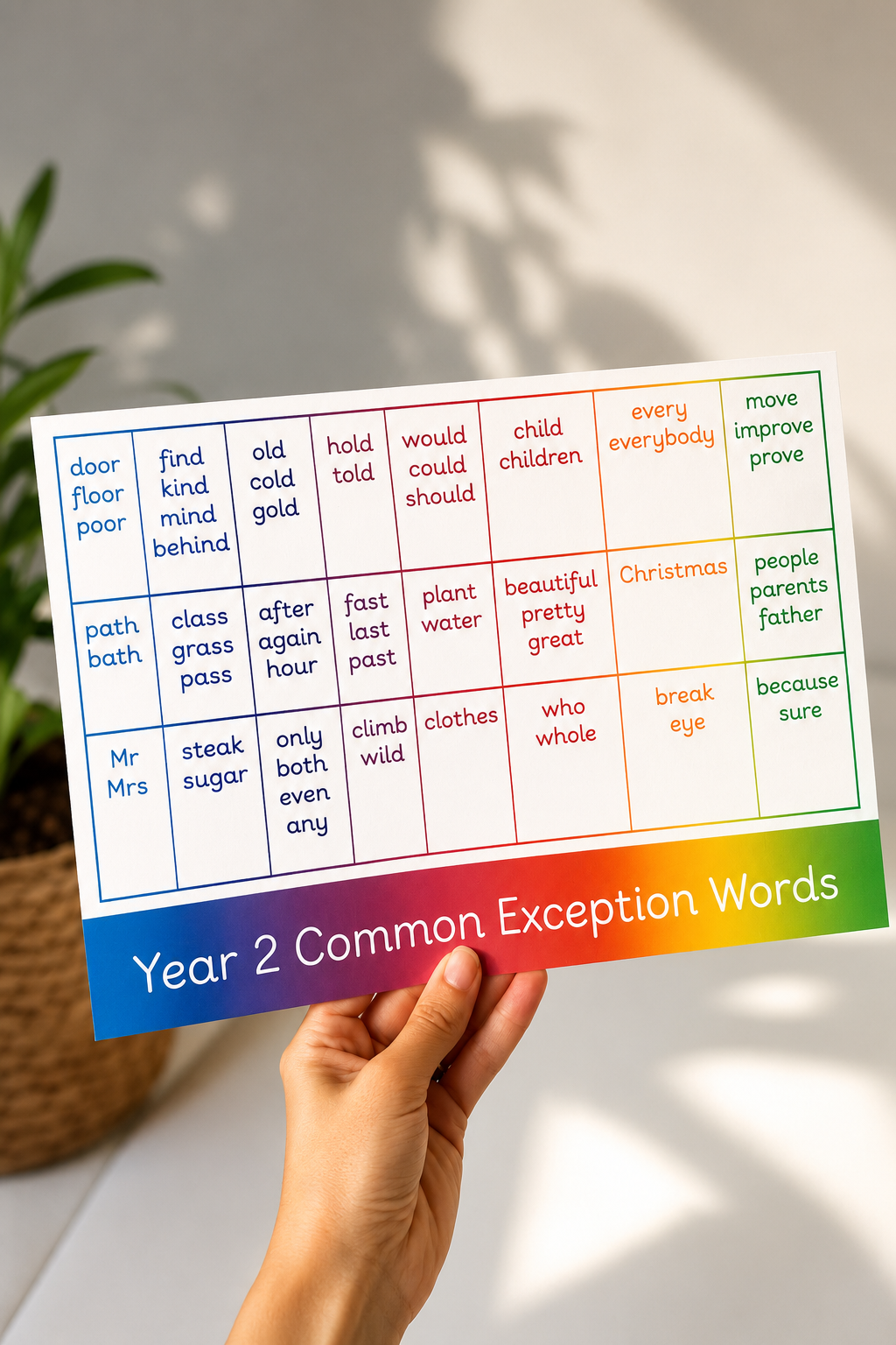 Year 2 Common Exception Words Mat