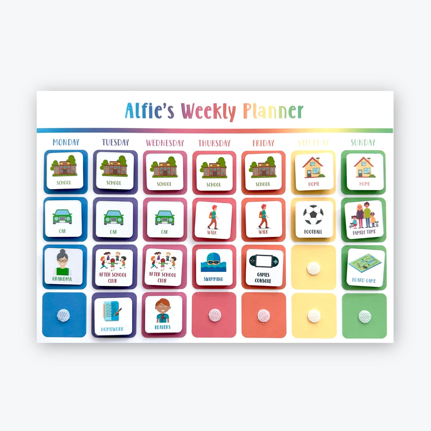 Personalised Children's Weekly Planner with Tokens