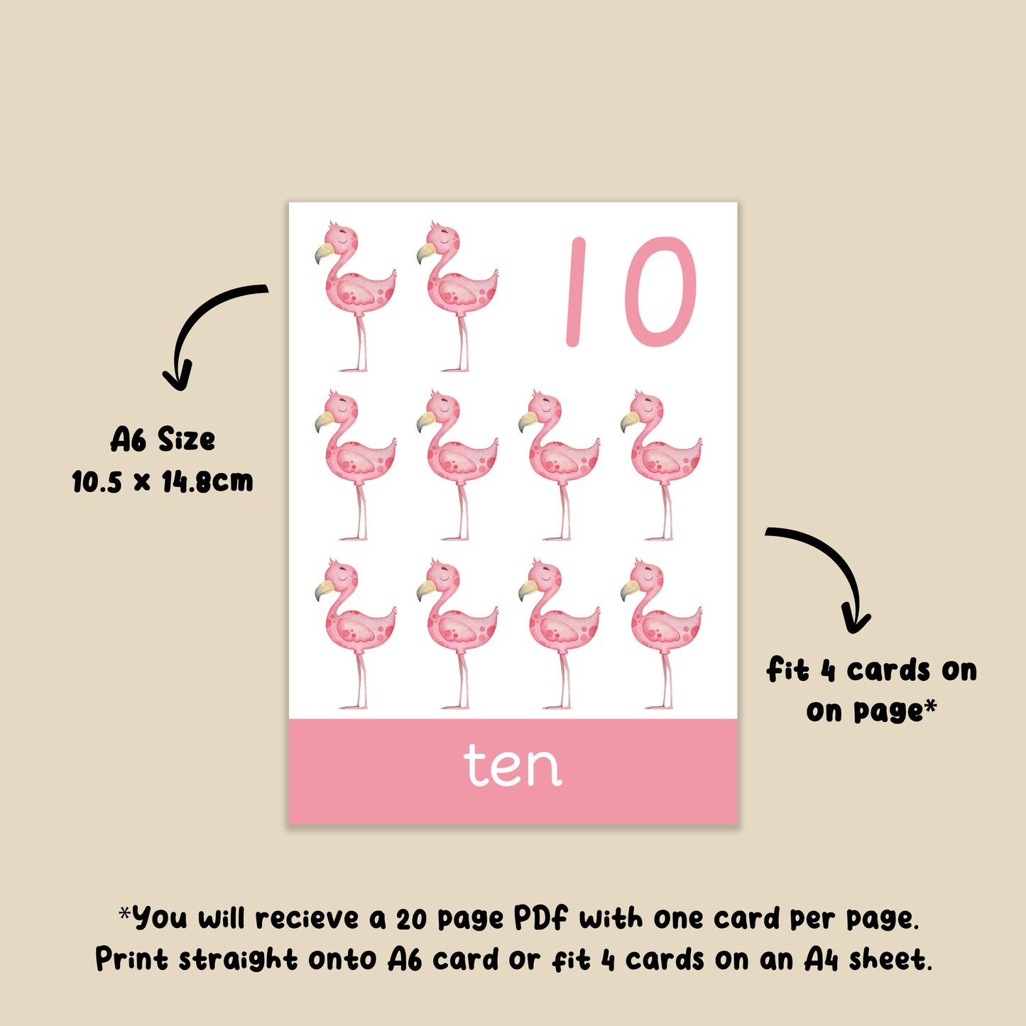 Animal Numbers 1-20 Flashcards